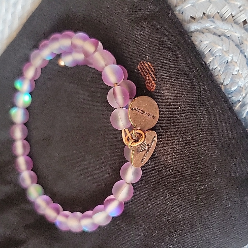 Alex ☆ Ani Seaglass Beaded Wrap Bracelet, Amethyst - Picture 2 of 3